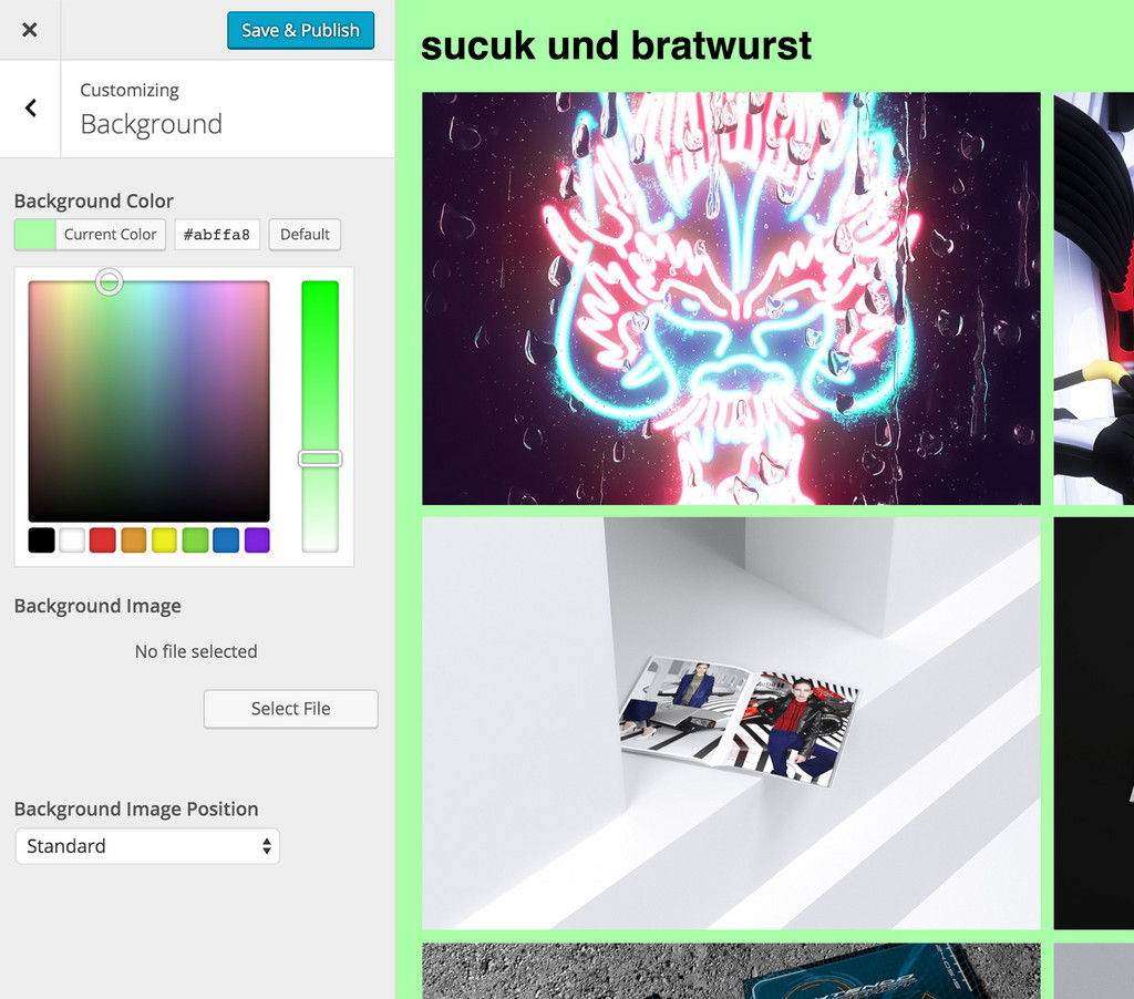 Change the appearance of your portfolio website in the Customizer